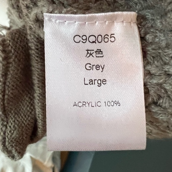 Women’s Grey Full Zip Hooded Knit Sweater Size Large Distressed HemLines - Picture 3 of 3